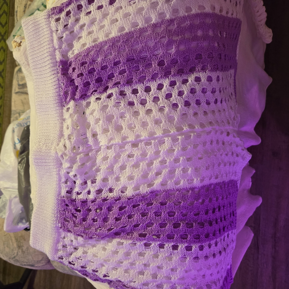 Source Unknown Purple and White High Waist Women Shorts